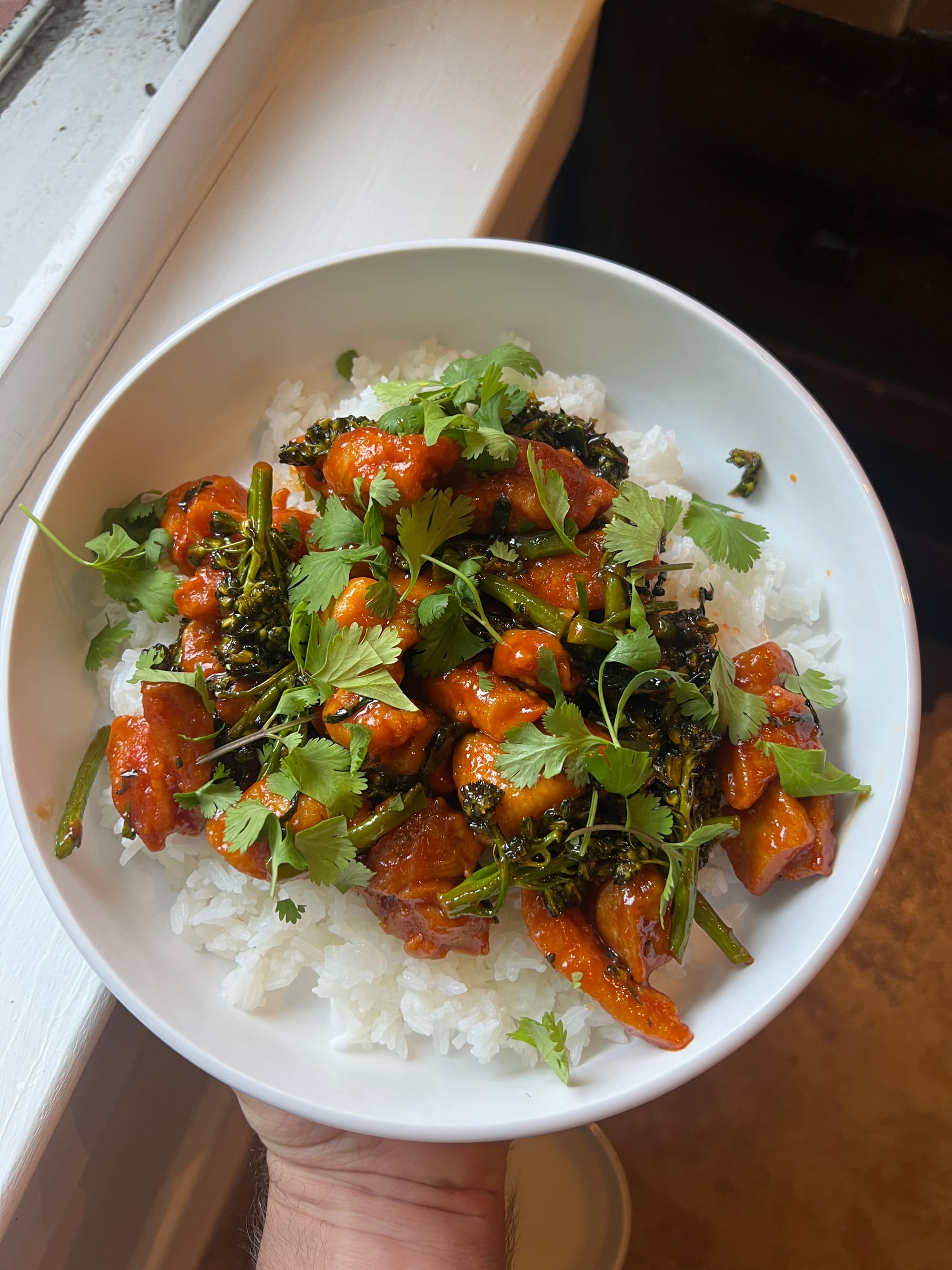 Coconut Oil Fried Chicken with Gochujang Sriracha Glaze