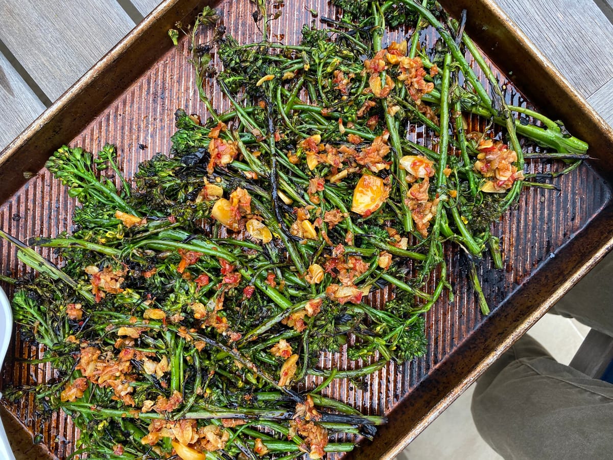 Roasted Broccolini with Calabrian Chile Garlic Sauce